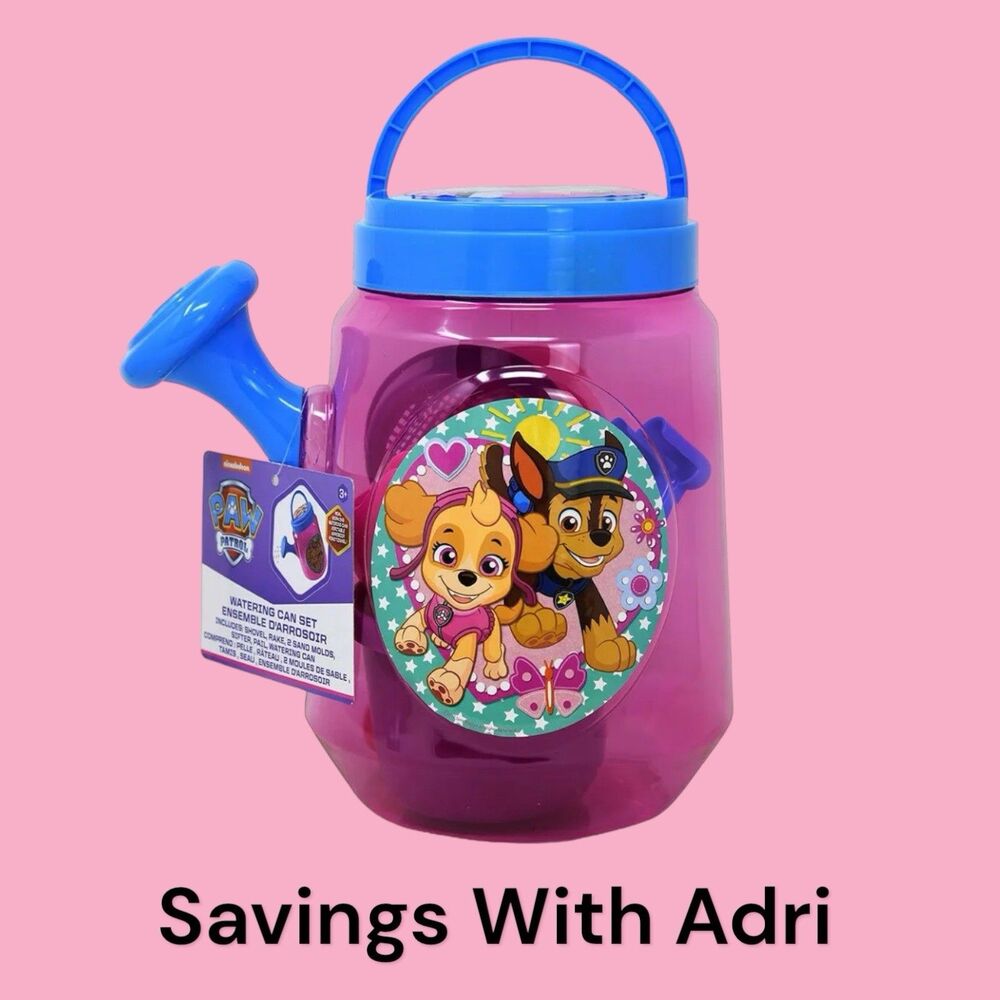Paw Patrol Beach Watering Can, Molds, Sifter, Rake, Shovel Toy Set New